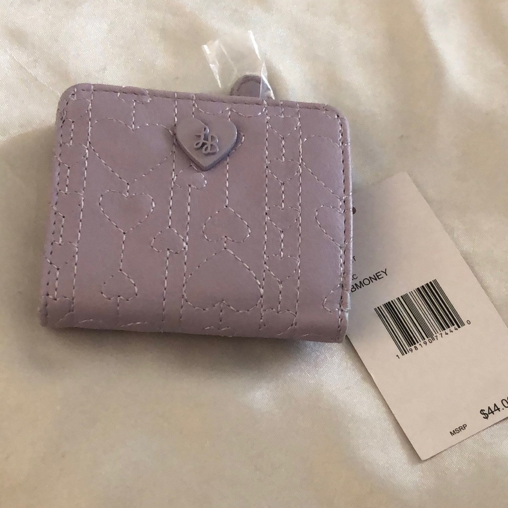 Betsey Johnson Luv Betsey Snap Card Wallet Lilac Vertical Heart Pattern NWT
